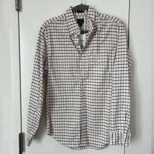 J. Crew Oxford - Cream with Navy and Maroon Checkered Pattern - S